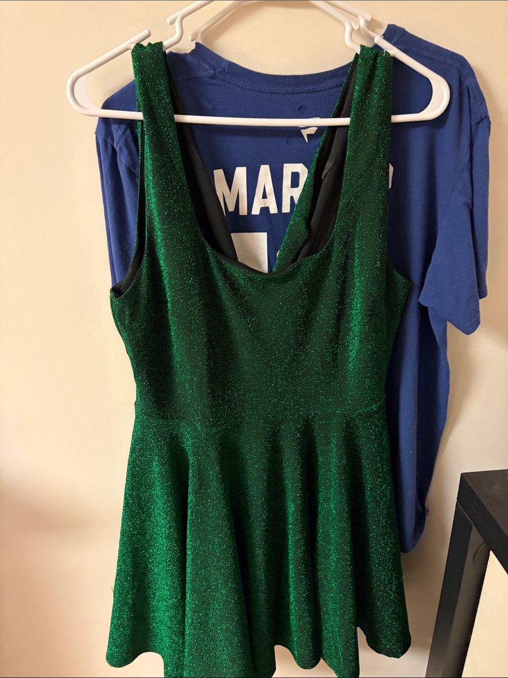 Lulu's Emerald Green Glitter Fit-&-Flare Mini Dress